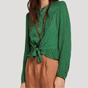 Scotch and Soda Green Tied Blouse size Small